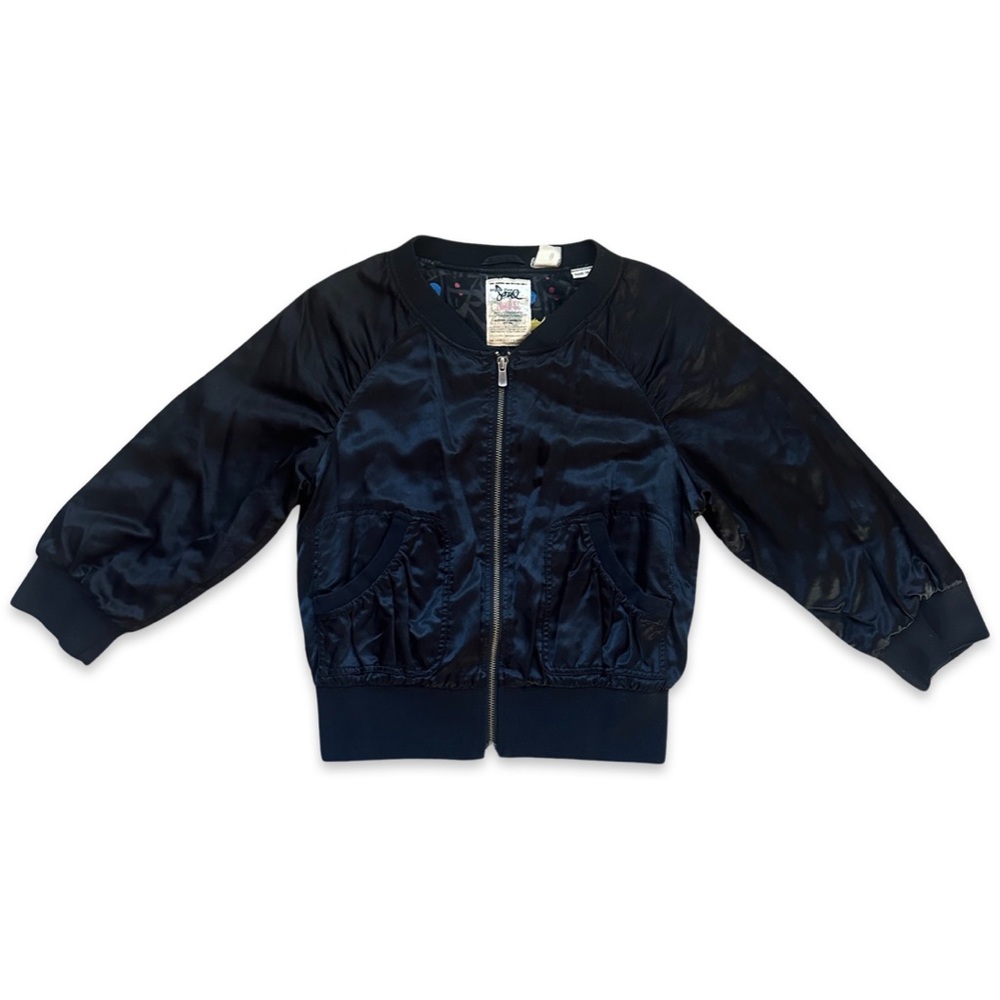 Triple Five Soul black satin bomber jacket